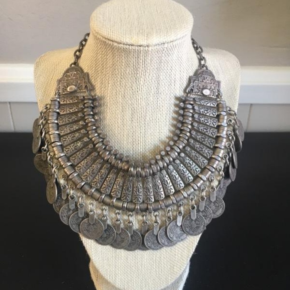 Raptor coin collar necklace